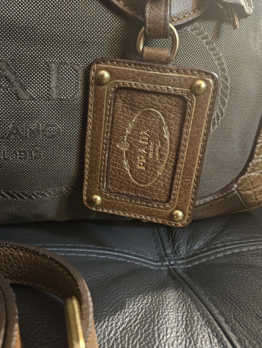 PradaLogo Jacquard Shoulder Bag - Picture 10 of 14
